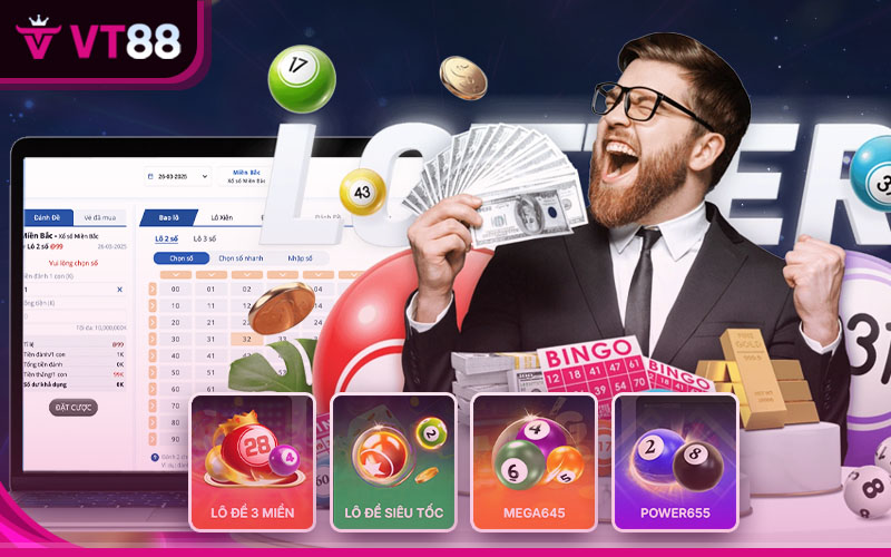 VT88 có đầy đủ các loại đánh lô online như: lô đề 3 miền, lô đề siêu tốc, mega...