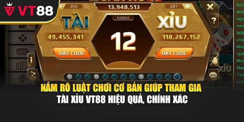 Nắm rõ luật chơi cơ bản giúp tham gia tài xỉu VT88 hiệu quả, chính xác